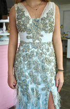 Mac Duggal size 2- Teal embellished Full length gown