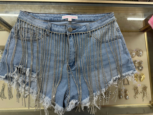 Large Rhinestone Jean Shorts