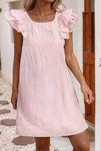 Mattie Claire Flutter Sleeve Square Neck Bow Back Mini Dress