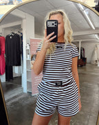 LULU MAC- Brown/White Shorts & Baby Tee set