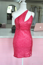 Hello Molly – Hot Pink Sequin Cutout Mini Dress (Size 6)