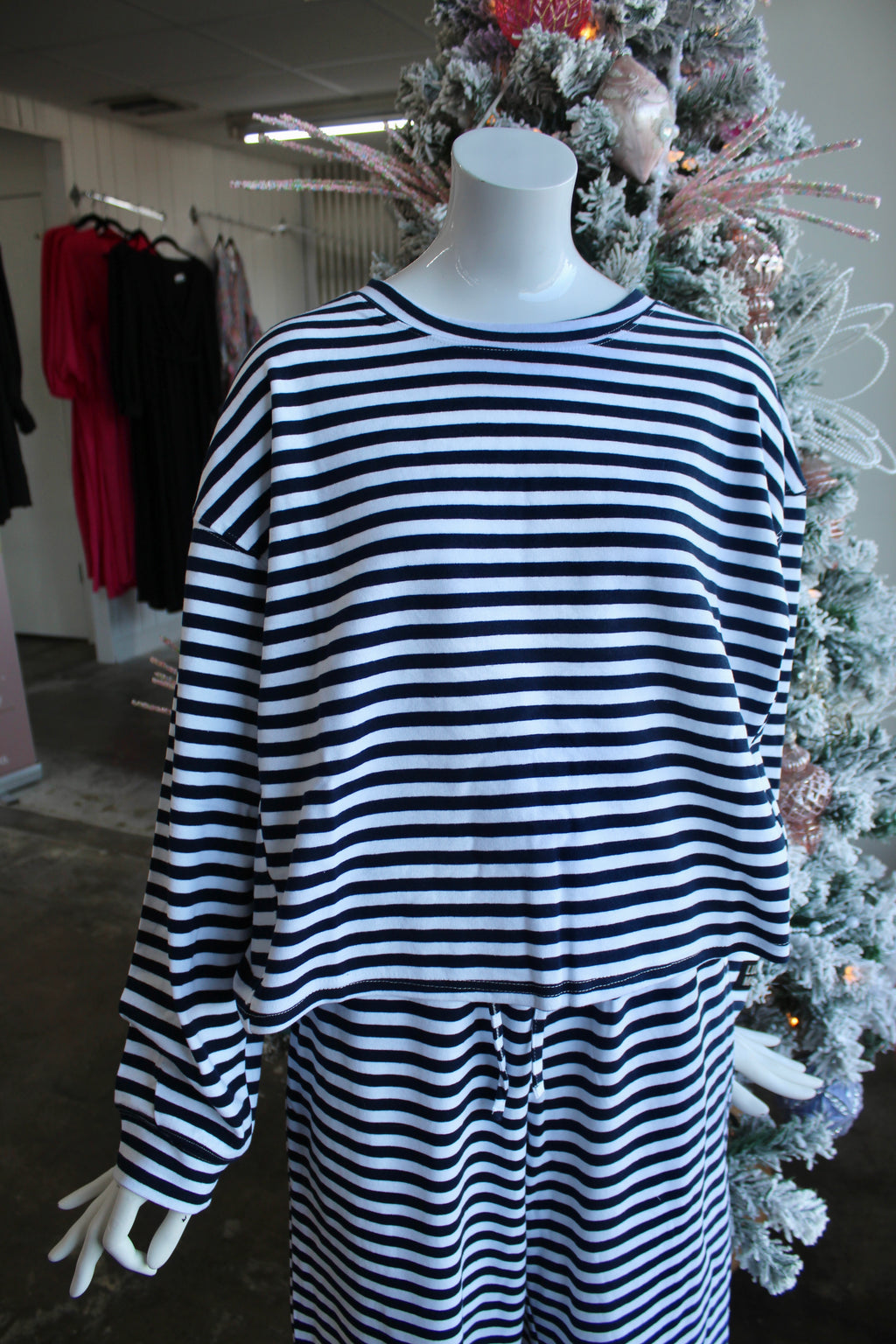 LULU MAC Navy & White Striped top (set)