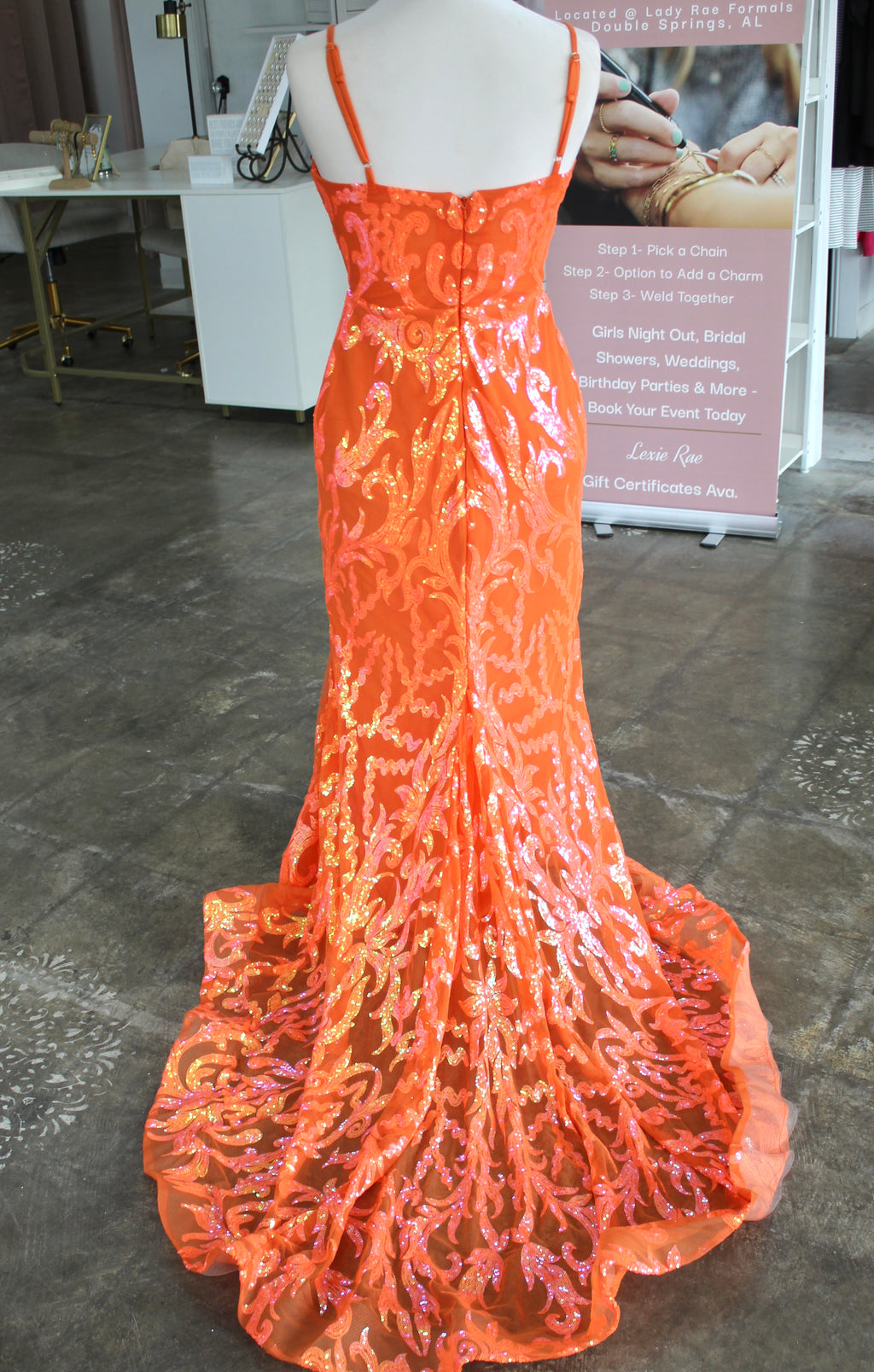 No Brand* Orange Sequin Gown- Size 14 Lady Rae No Brand* Orange Sequin Gown- Size 14 Lady Rae