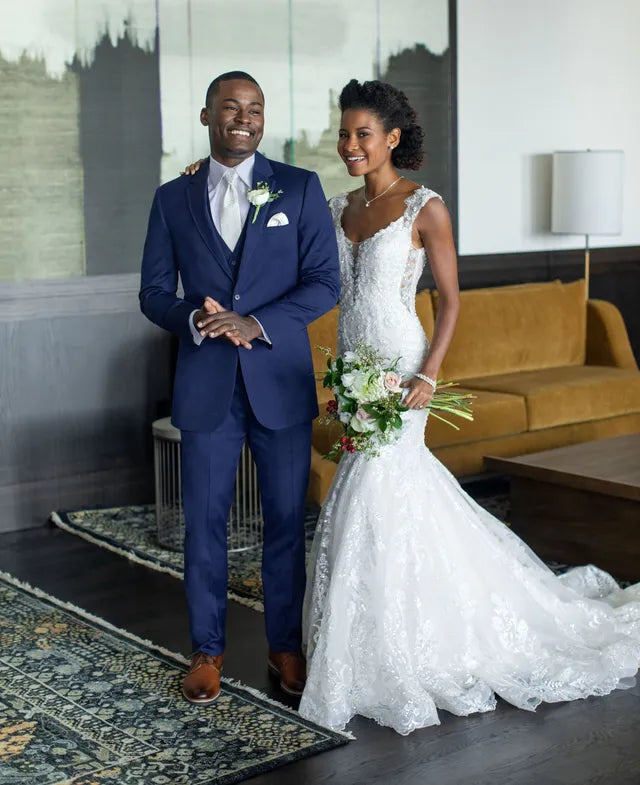 Blue Performance Stretch Wedding Suit-Style 302