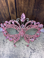 Luxury Crystal Rhinestone Masquerade Mask, Pink Party Mask