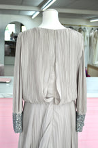 Elegant Gray/Nude Pleated Gown- Size 16