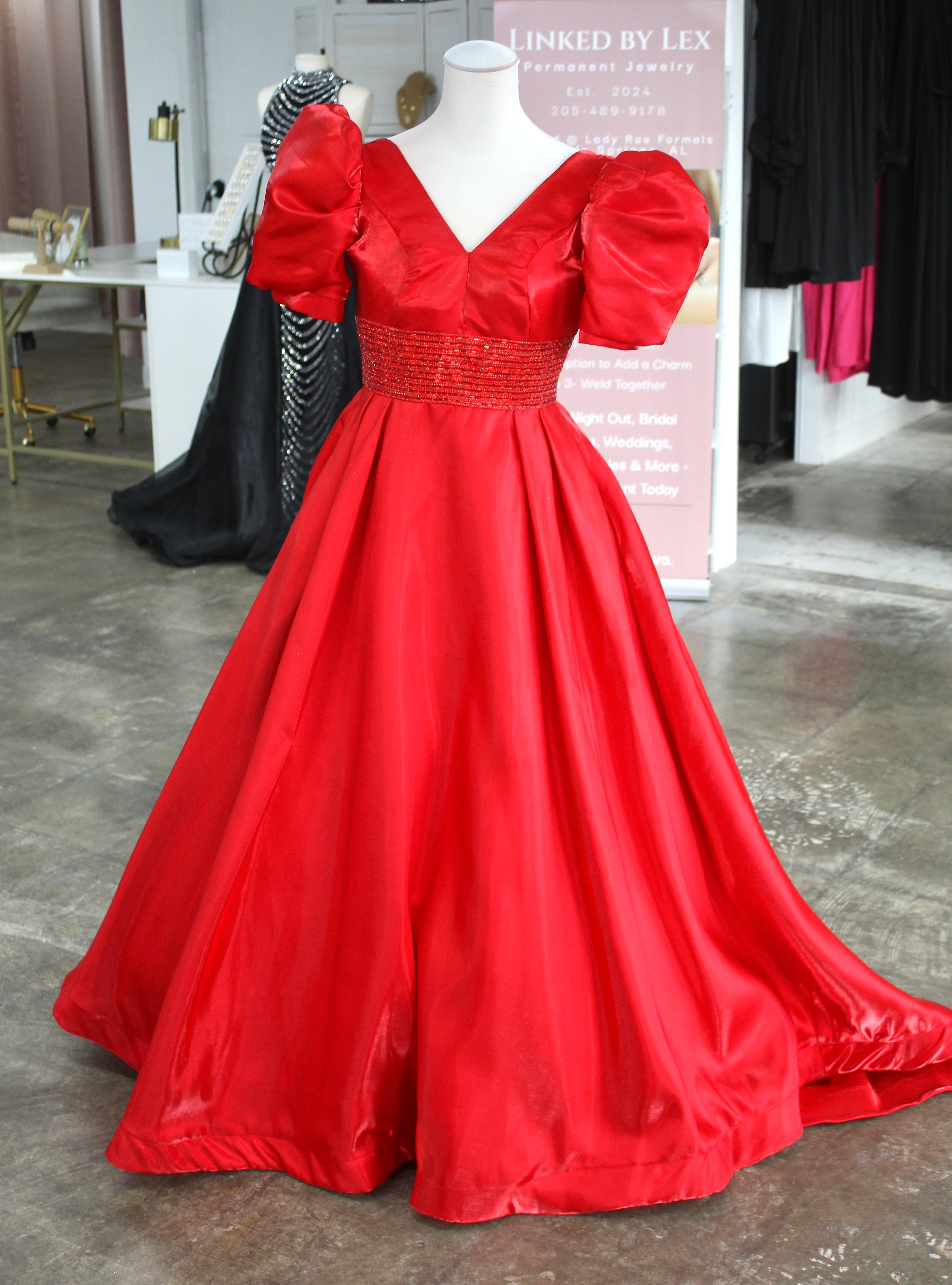 Johnathan Kayne 2692 (Red)-Size 8 *Neckline taken up to fit a smaller size*