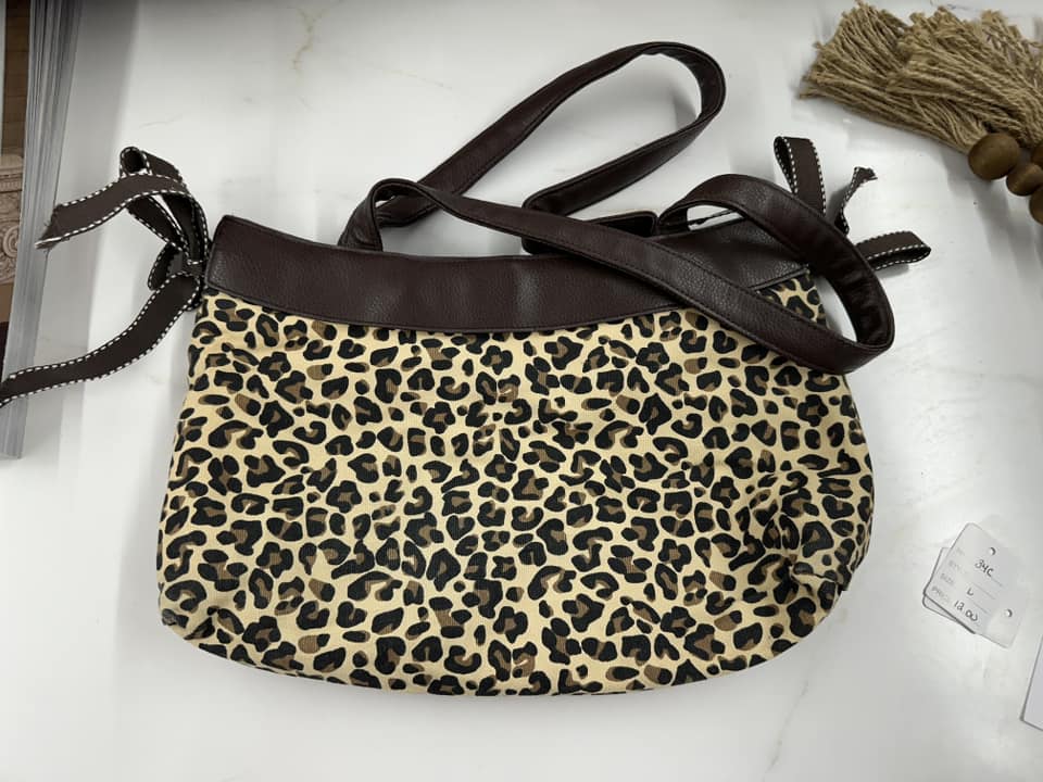 Thirty-One Brown and Tan Shoulder Bag with Animal Print