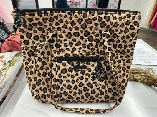 Vera Bradley Tan and Black Tote Bag with Leopard Print