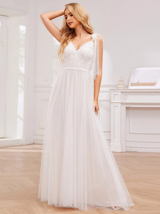 Exquisite Lace Tulle Empire Waist Wedding Dresses