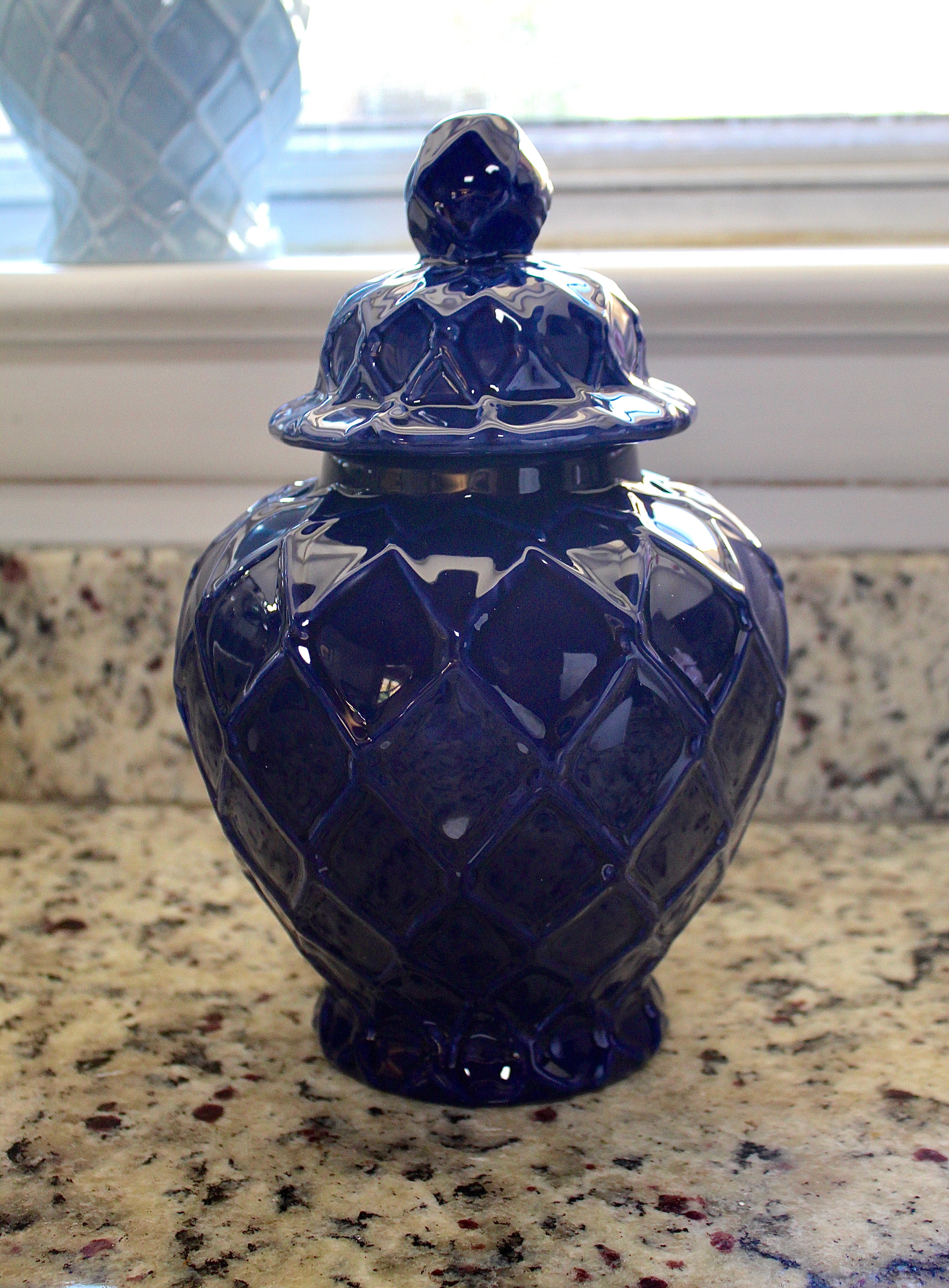Large Navy Textured Ginger Jar