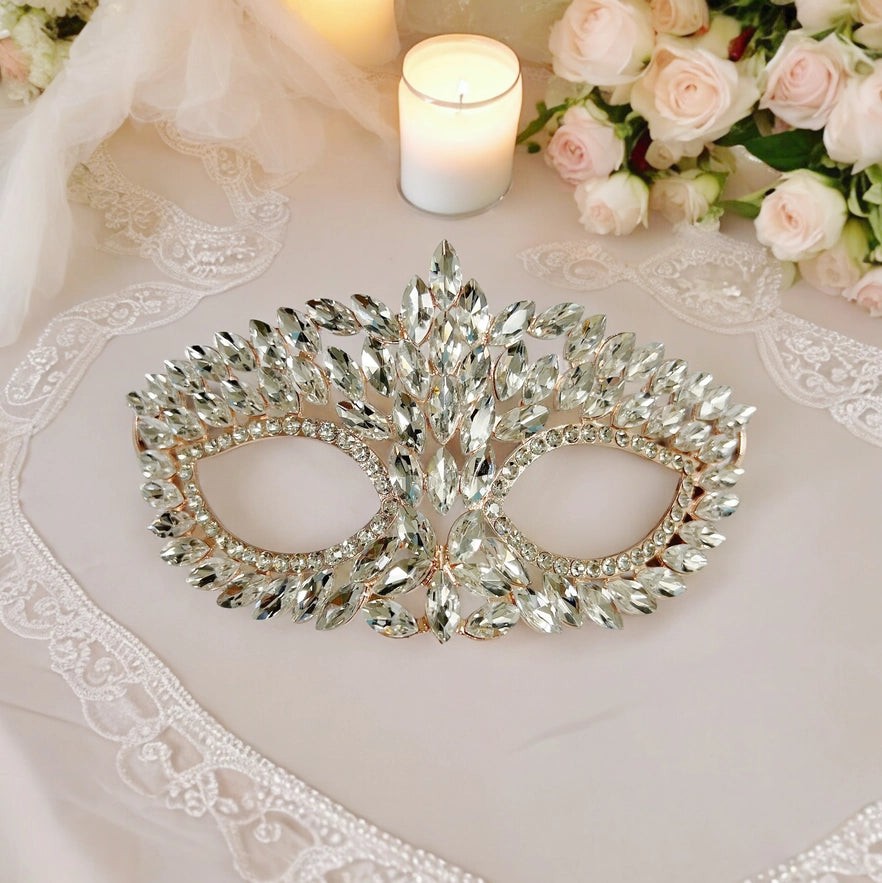 Gold Mask, Cosplay Mask, Crystal Mask, Masquerade Ball Mask