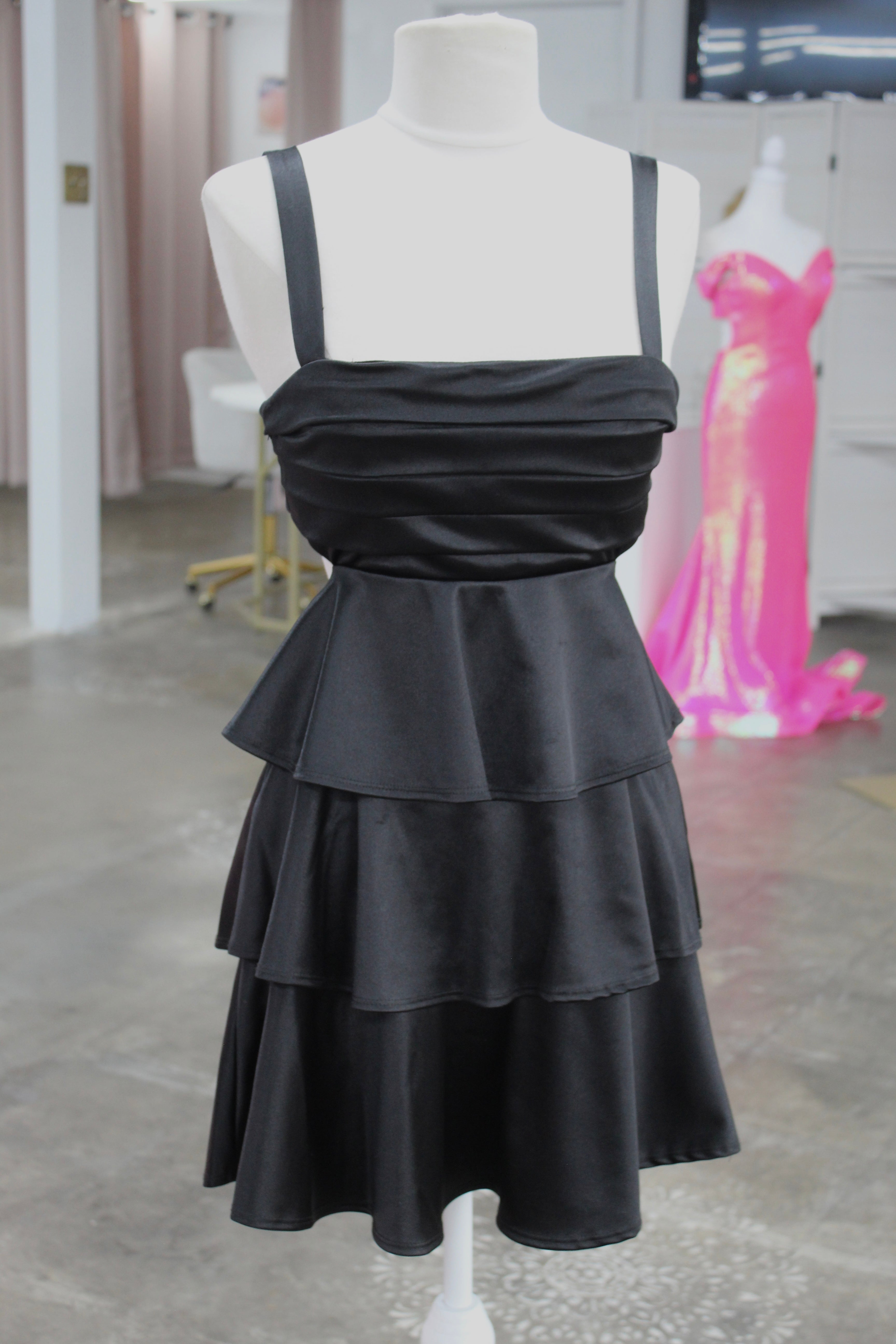 *No Brand* Black Ruffle Mini Dress- Size S