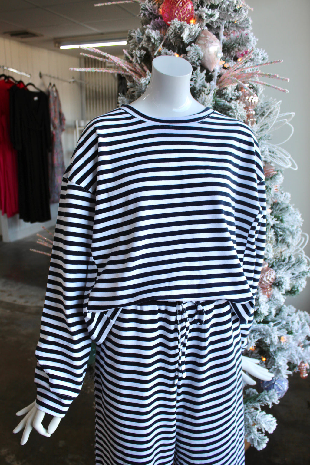 LULU MAC Navy & White Striped top (set)
