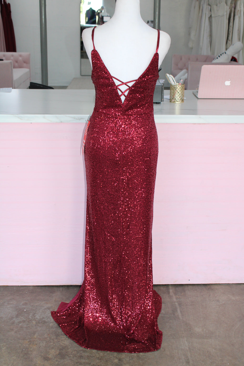 Speechless Sequin Gown – Wine (Size 5)