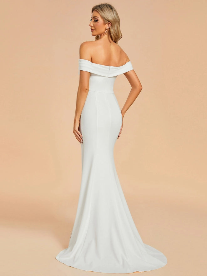 Side Split Wedding Dresses with Off Shoulder