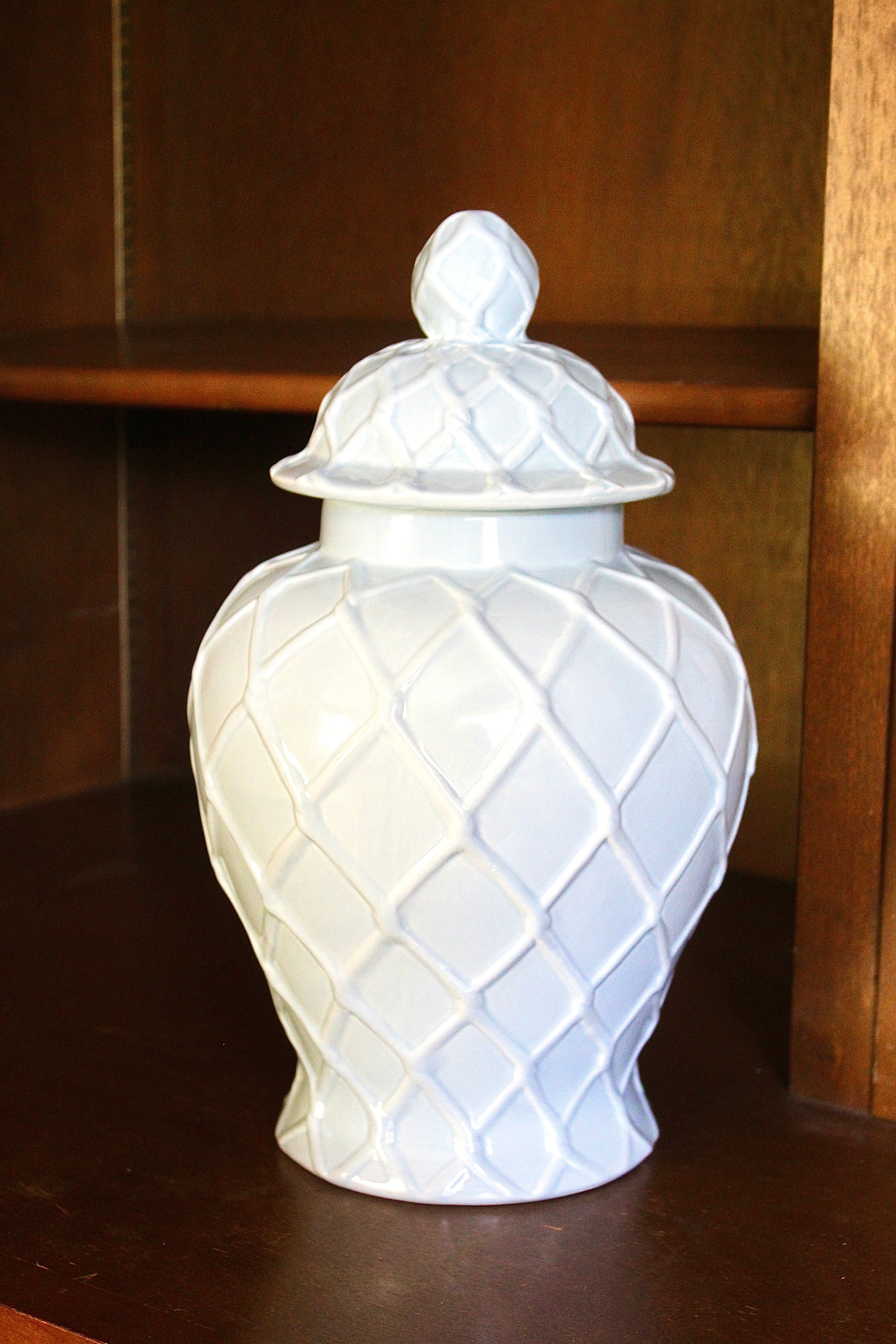XL Light Blue Textured Ginger Jar