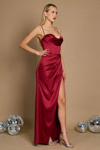 Corset Cowl Long Prom Dress