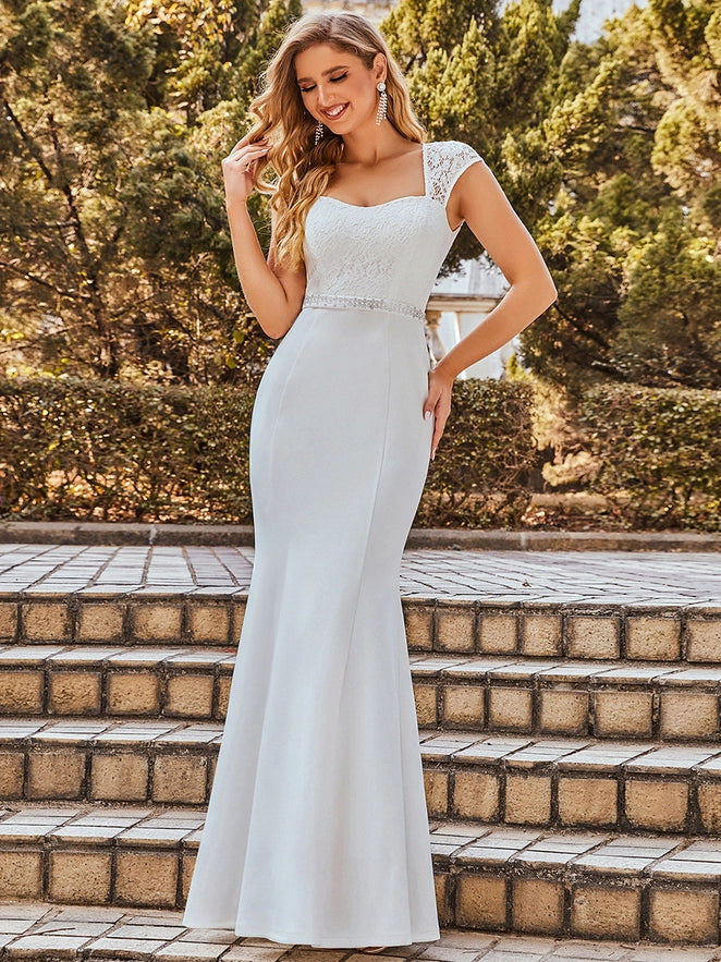 Cap Sleeve Sweetheart Mermaid Style Wedding Dress