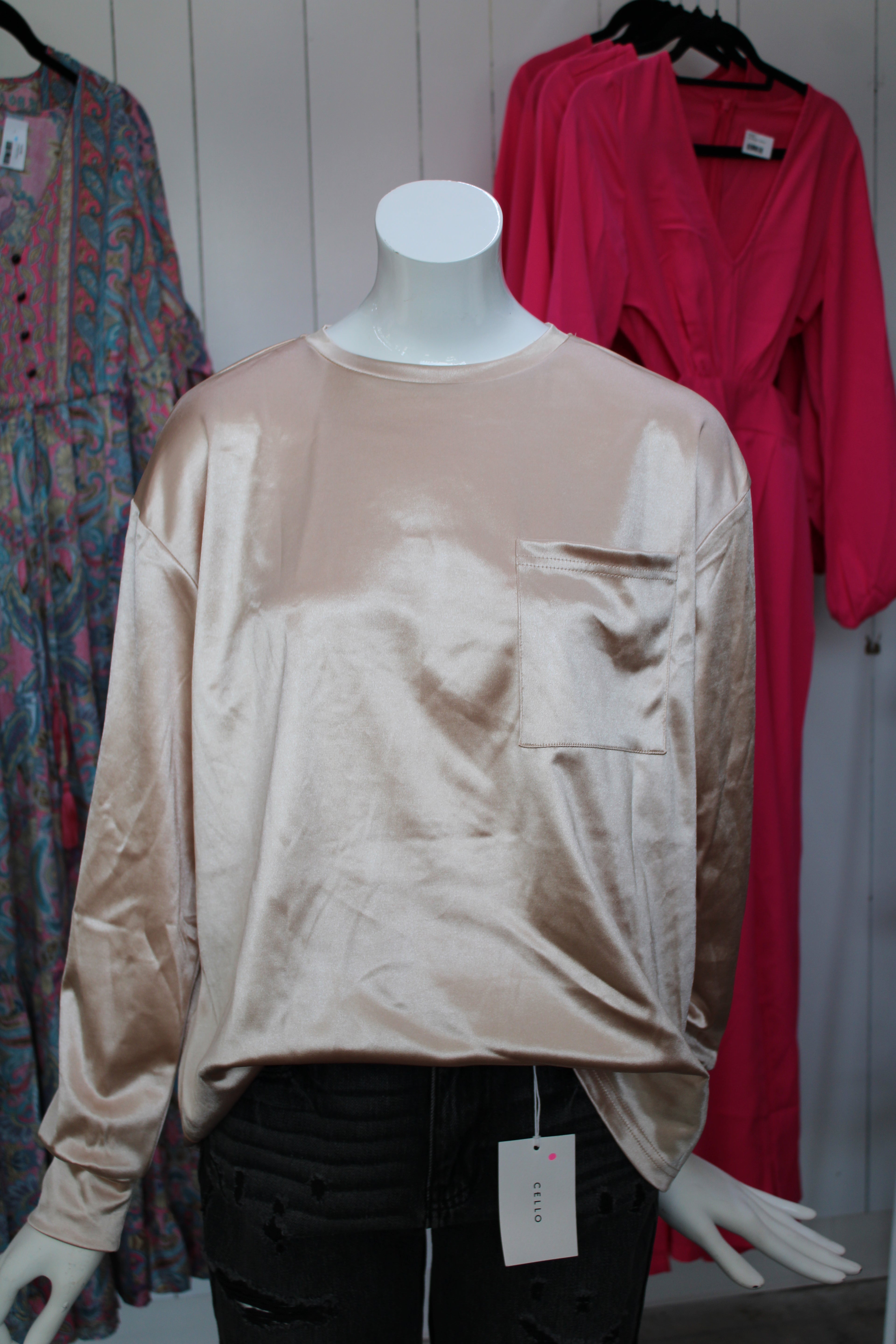 Gold Satin Long Sleeve