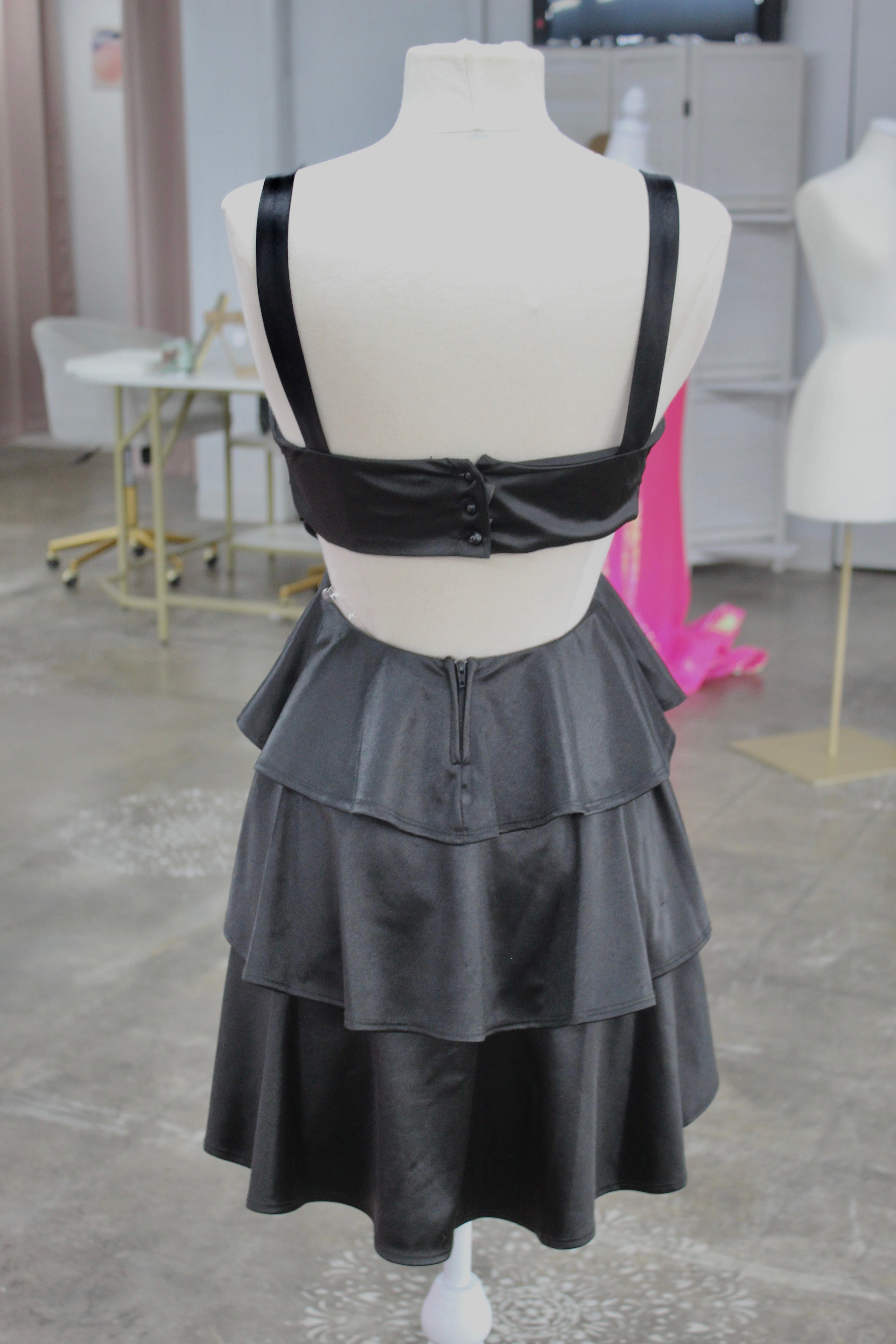 *No Brand* Black Ruffle Mini Dress- Size S