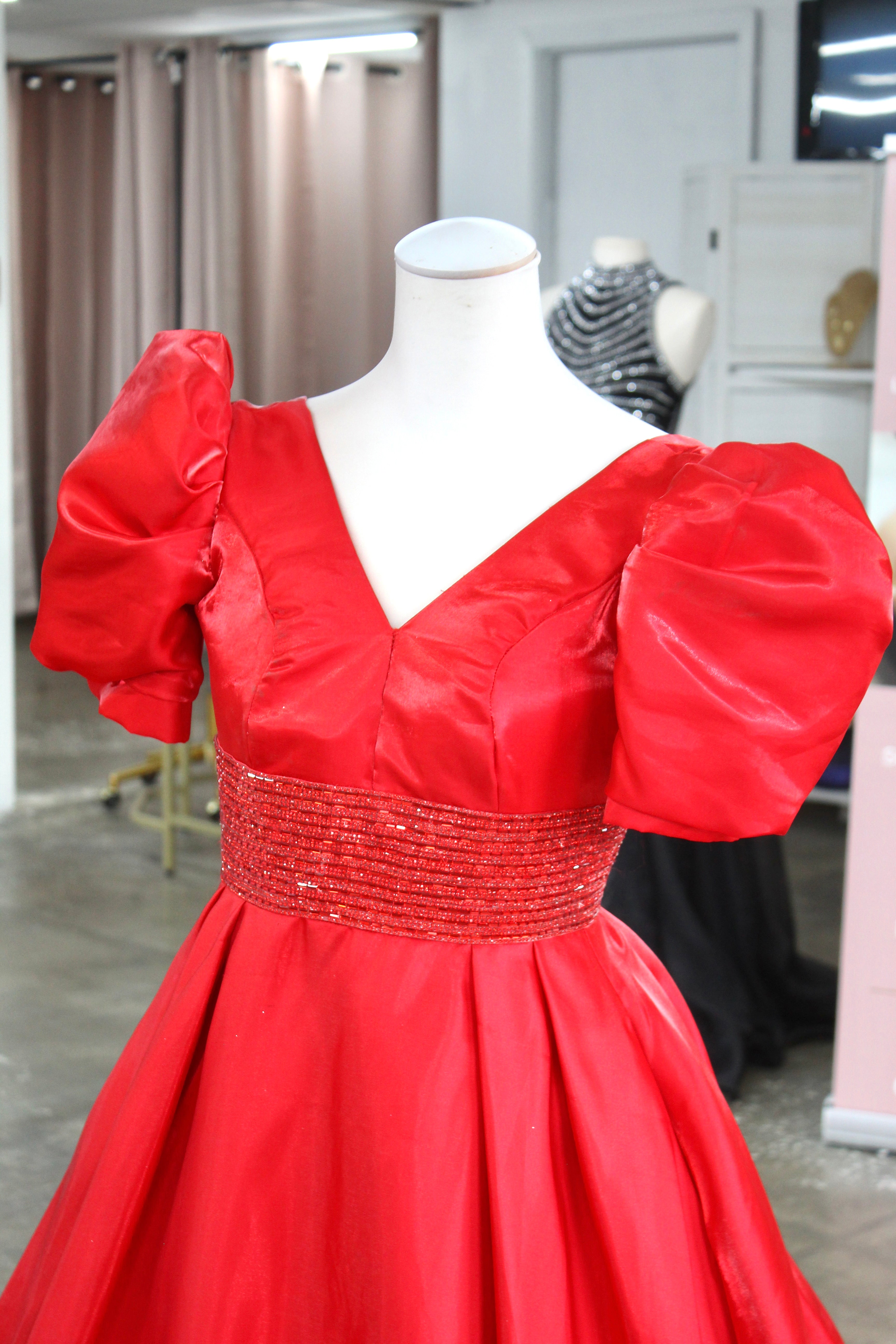 Johnathan Kayne 2692 (Red)-Size 8 *Neckline taken up to fit a smaller size*