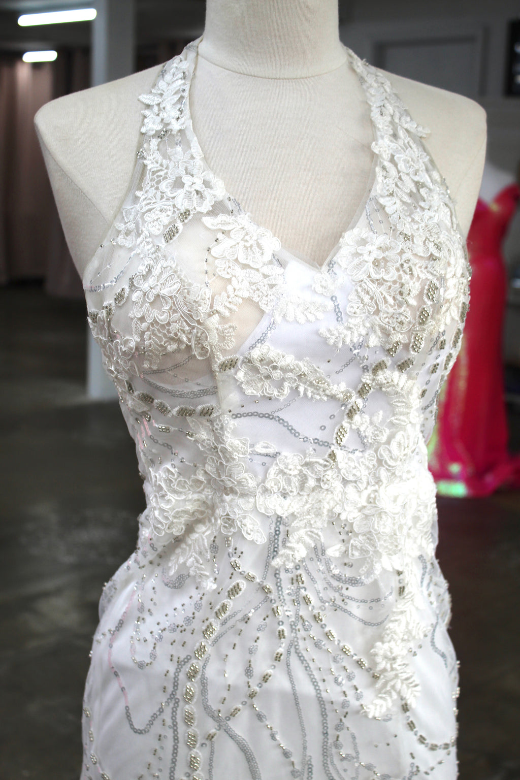 Ponopoly Beaded Halter Gown- Size 0 *Length Shortened*