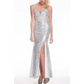BEADED WAIST LINE FULLY SEQUIN EVENING DRESS