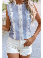 Livvy Lace Patchwork Crew Neck Tank Top