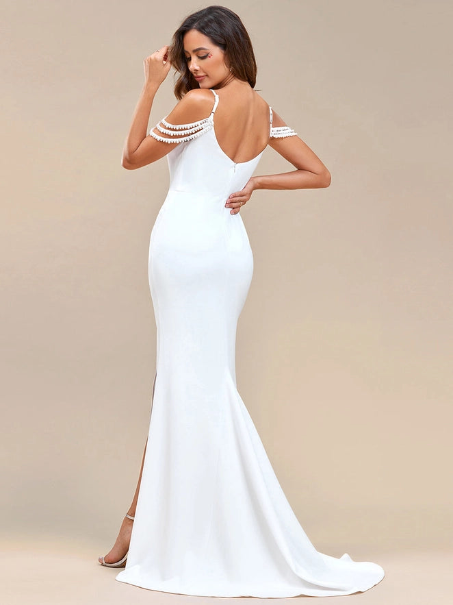 Fine Halter Side Split Fishtail Wedding Dress