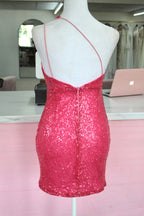 Hello Molly – Hot Pink Sequin Cutout Mini Dress (Size 6)