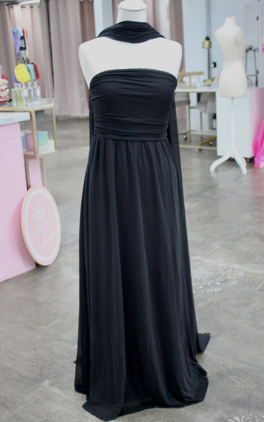 *No Brand* Black Convertible Gown with Shawl