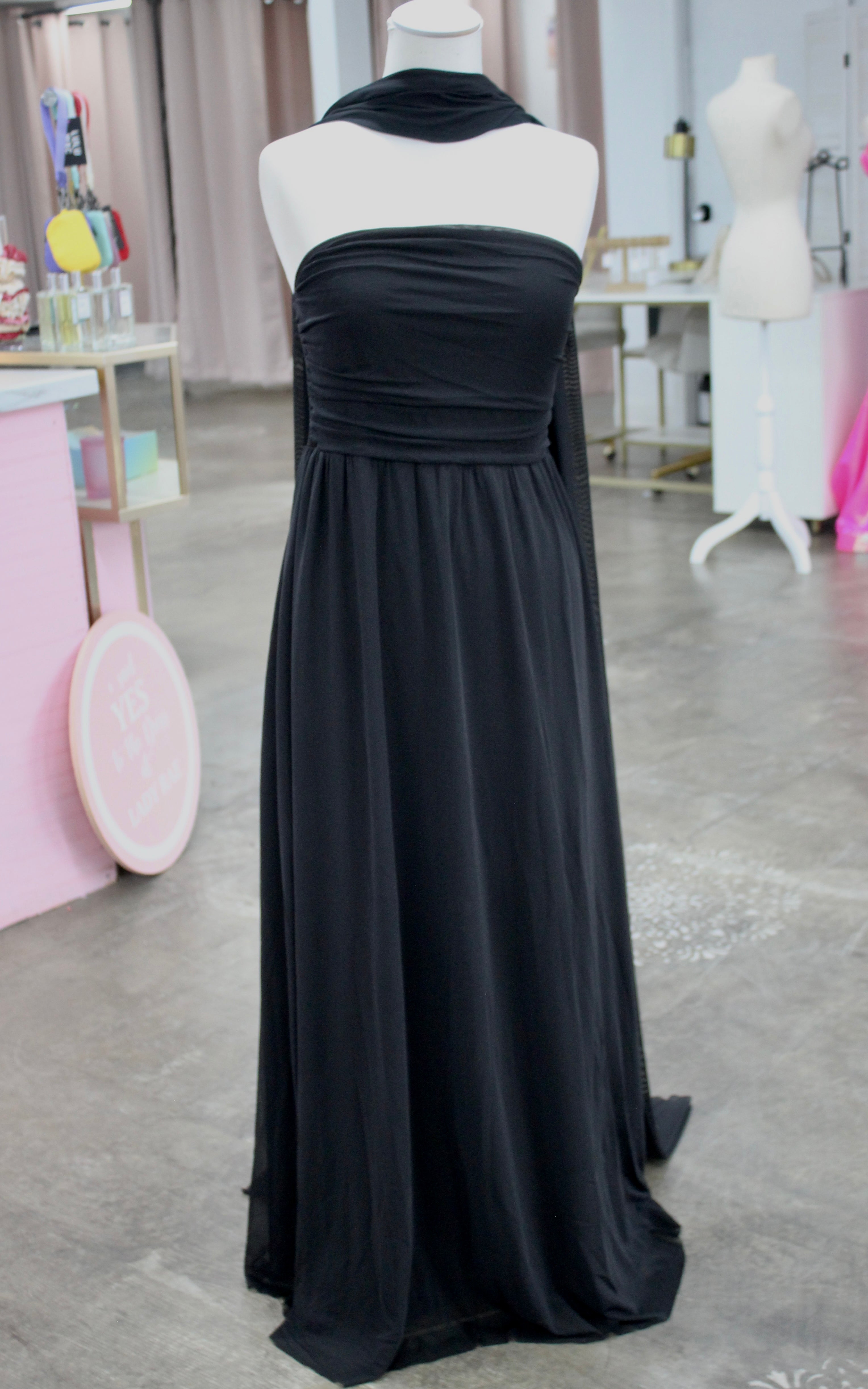 *No Brand* Black Convertible Gown with Shawl
