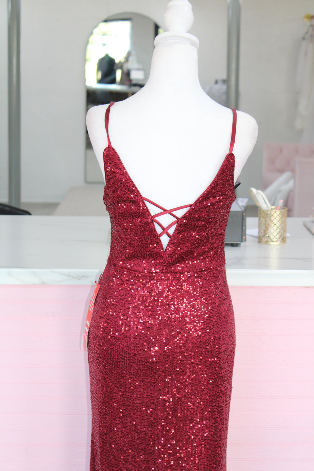 Speechless Sequin Gown – Wine (Size 5)