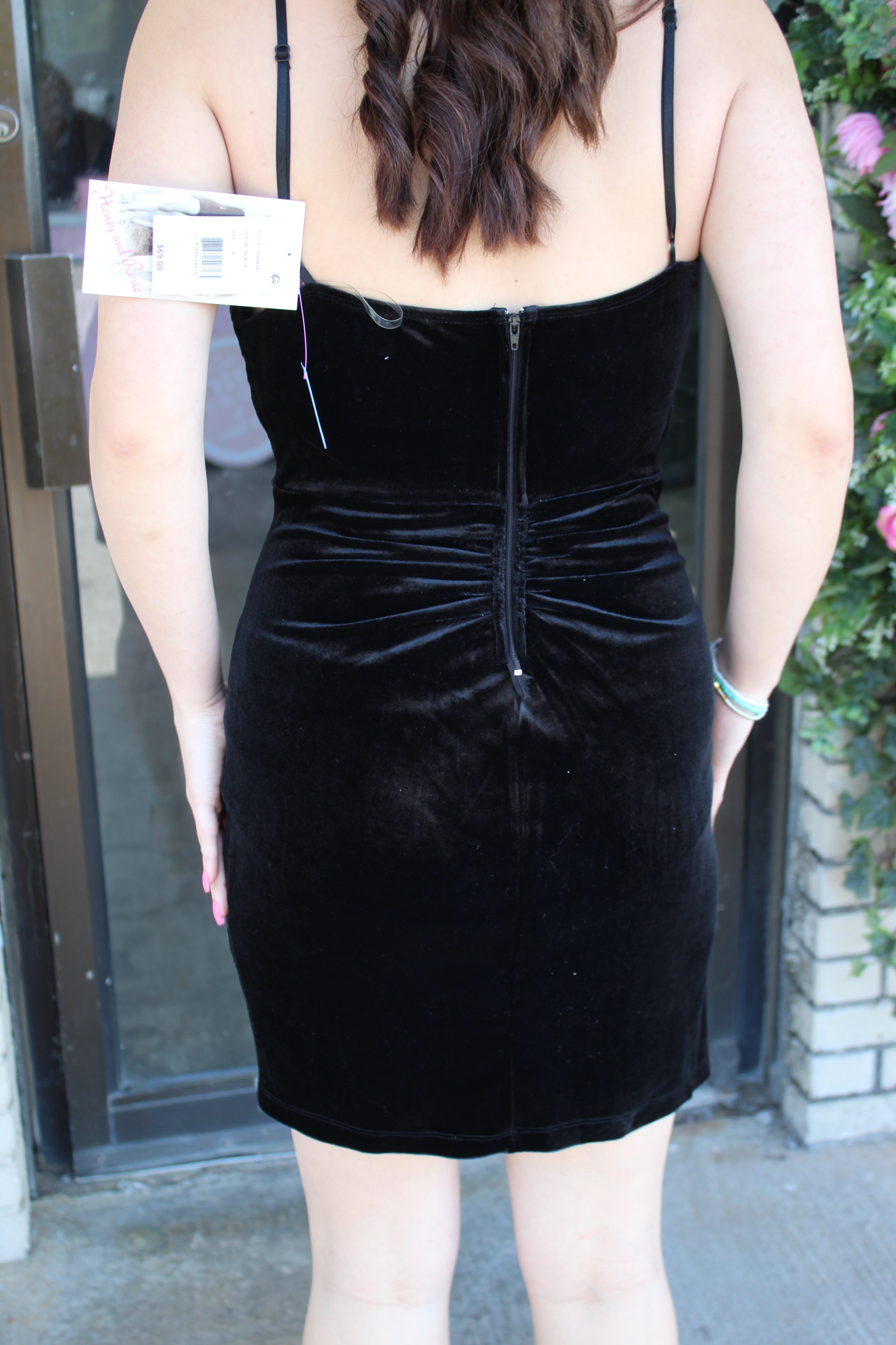 honey and rosie black dress Honey and Rosie Spaghetti Strap V-Neck Royal Sateen Dress