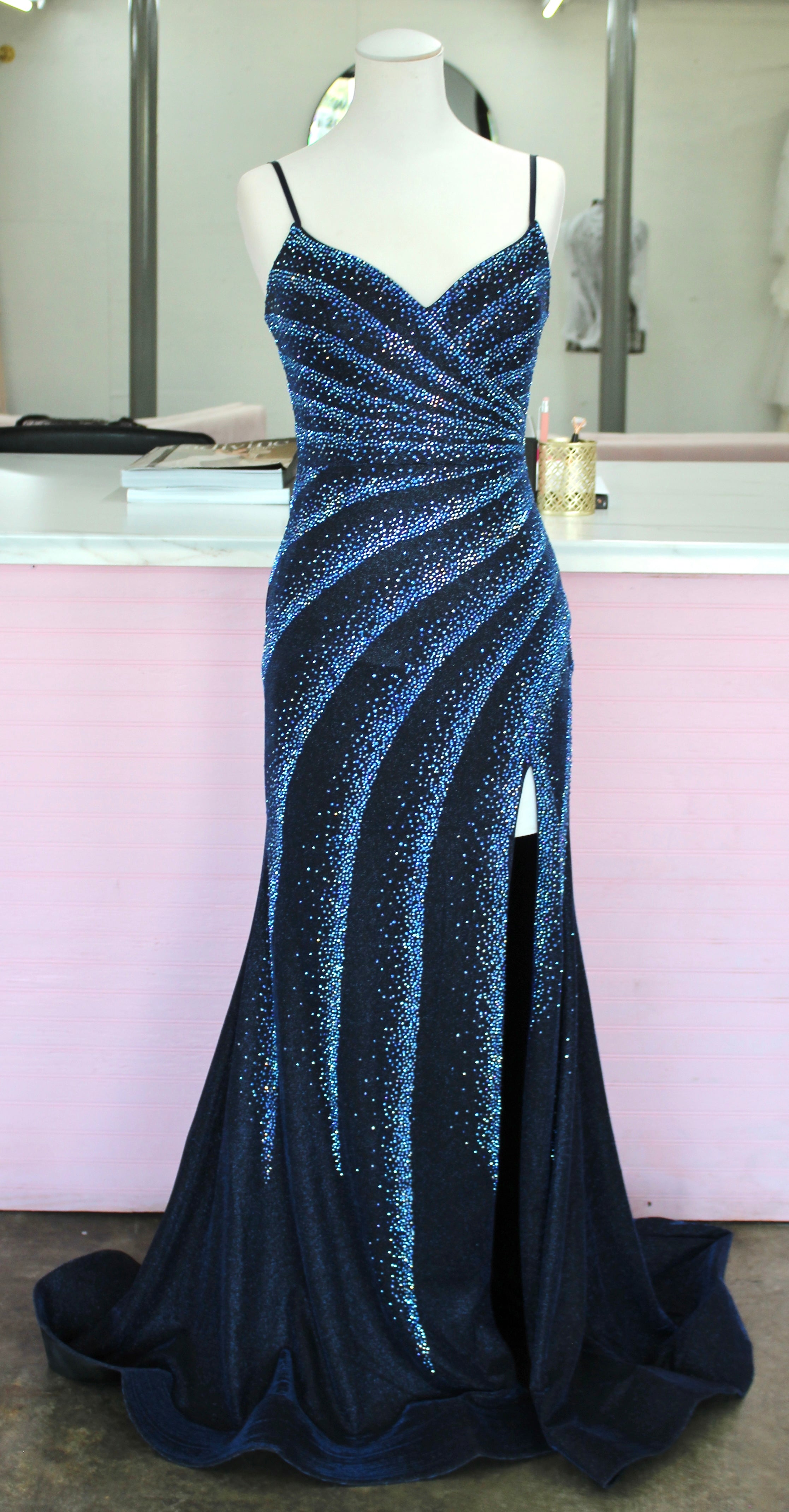Navy prom/pageant size 8