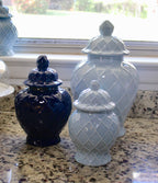 Large Navy Textured Ginger Jar
