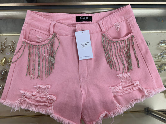 Large Rhinestone Jean Shorts