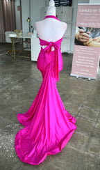 Jessica Angel Hot Pink Halter Gown – Size XS
