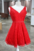 Nina Cancacci Red Lace Mini Dress- Size 0