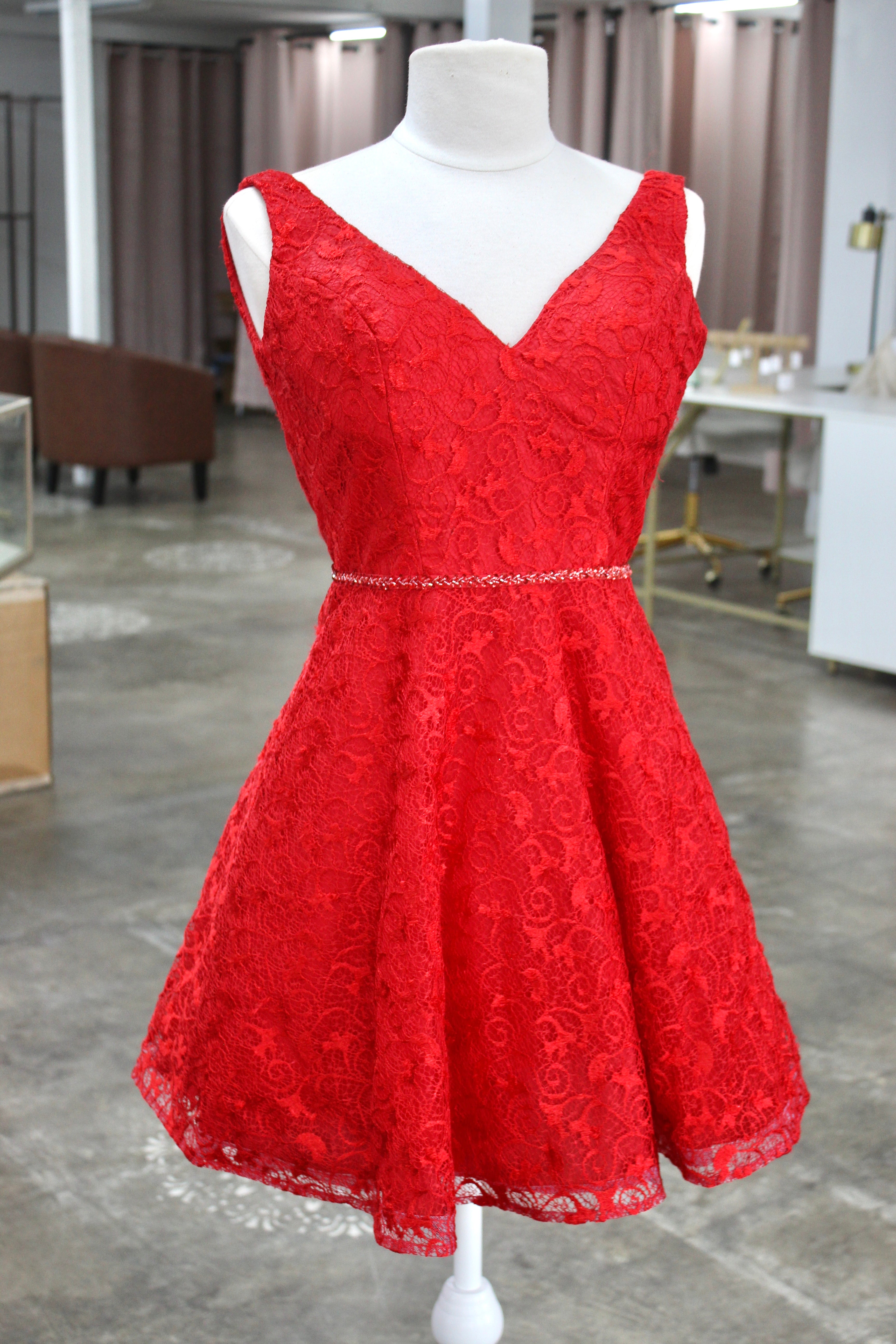 Nina Cancacci Red Lace Mini Dress- Size 0
