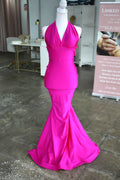 Jessica Angel Hot Pink Halter Gown – Size XS