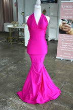 Jessica Angel Hot Pink Halter Gown – Size XS