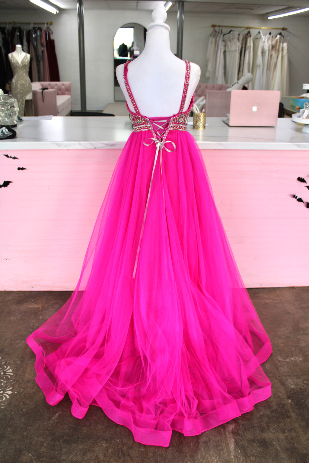 Tiffany Designs Beaded Ball Gown – Hot Pink (Size 0)