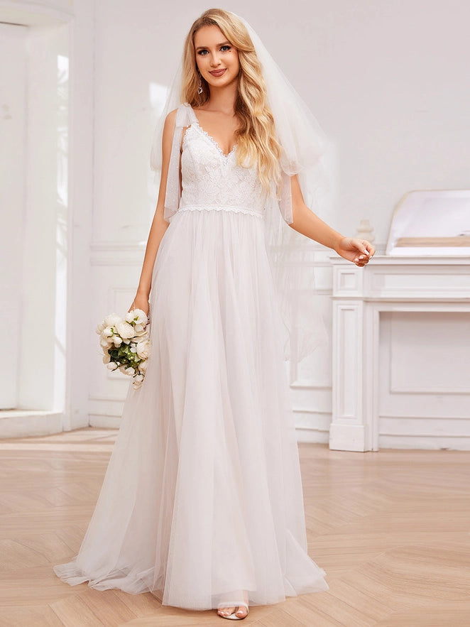 Exquisite Lace Tulle Empire Waist Wedding Dresses