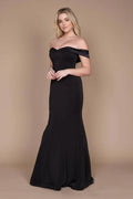 Long Formal Black Mermaid Dress: Black / 24