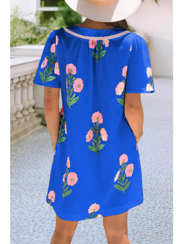 Elizabeth Sleeve Split Neck Mini Dress