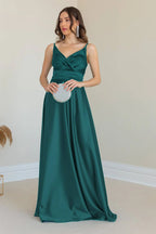 V Neck Sling High Waist Maxi Dress: Green / XL
